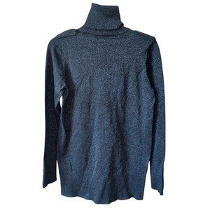 DG2 By Diane Gilman Blue Shimmery Turtleneck Sweater Size Medium